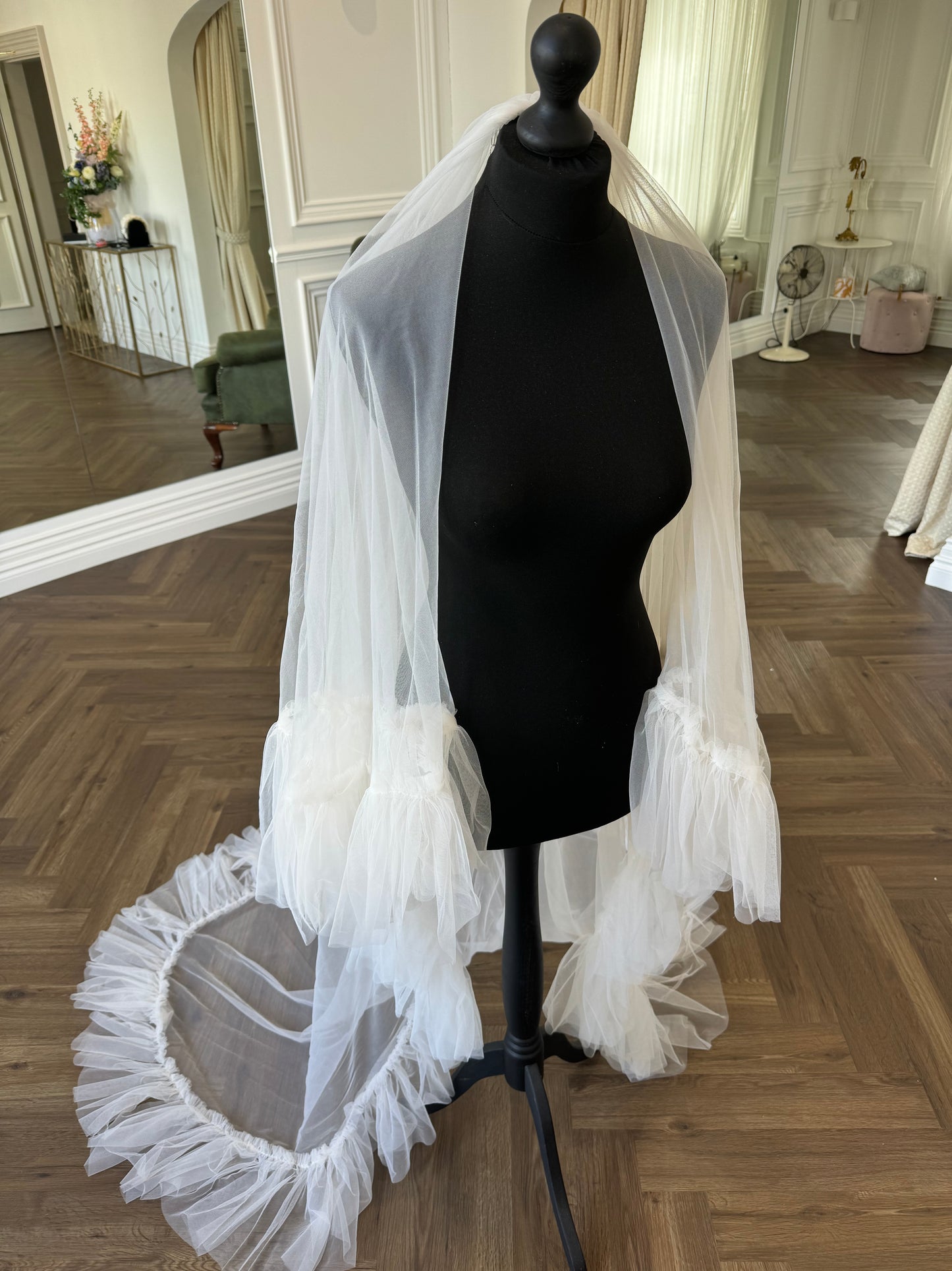 Chapel, Double Layer Ruffle Veil